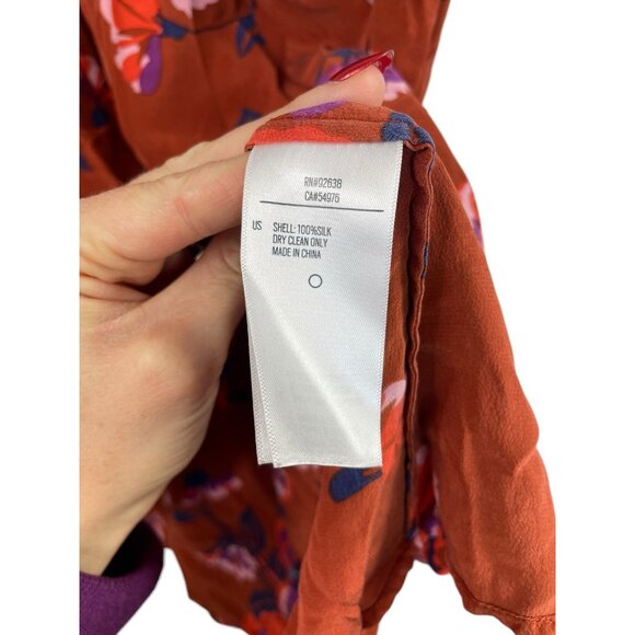 FOSSIL Floral Skirt 100% Silk Size Large - Picture 3 of 4